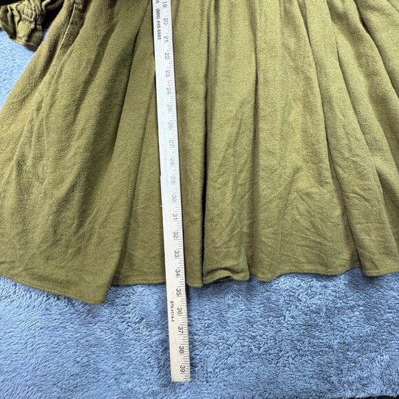 Madewell Flannel Lucie V-Neck Smocked Mini Dress Cottagecore XL Ruffle Green - Picture 9 of 9